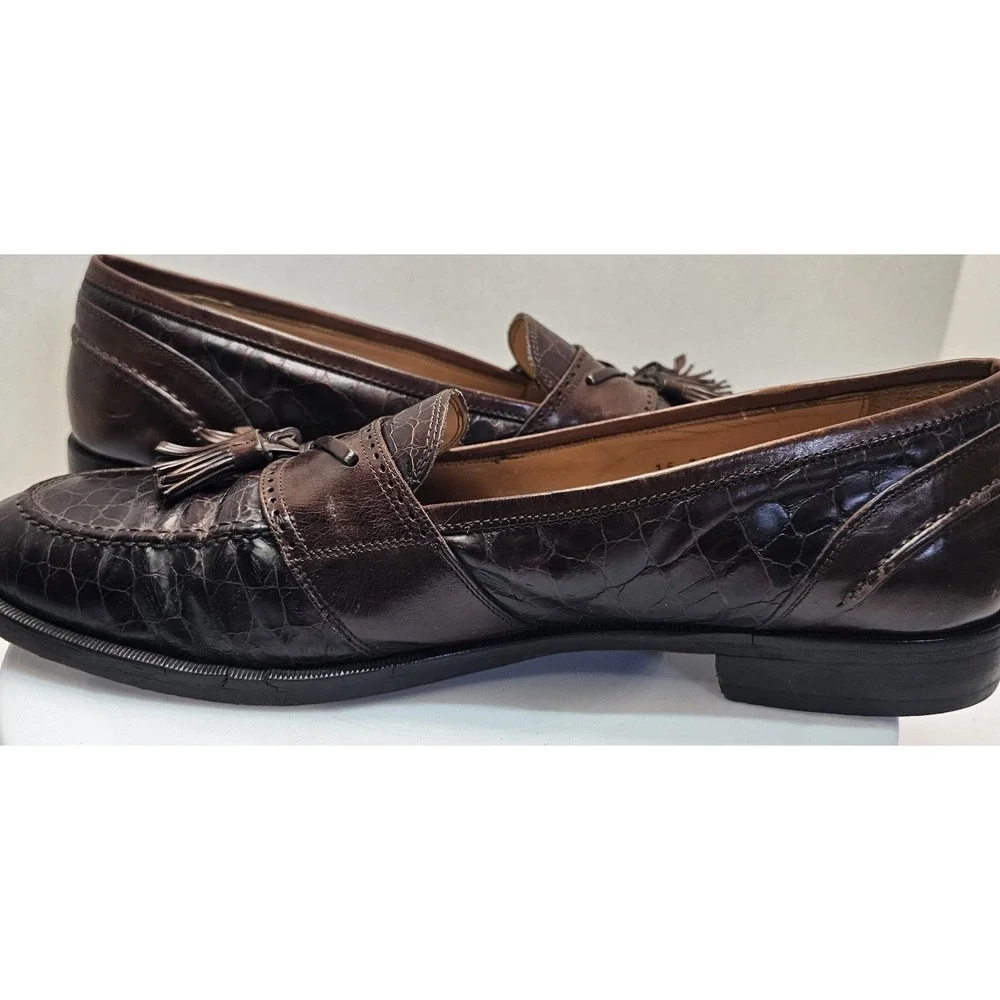 Johnston Murphy Tassel‎ Loafers Men's Size 13 N Brown Crocodile Print Italy Made